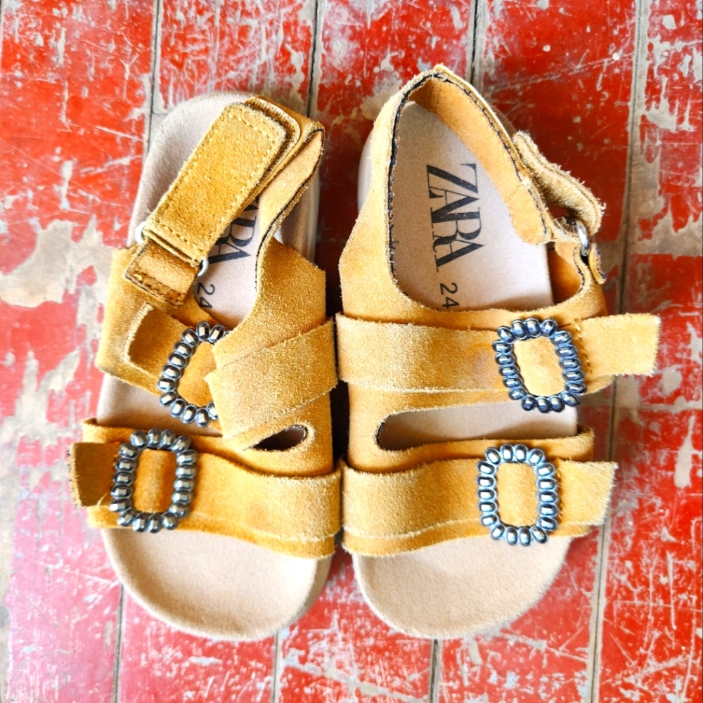 Zara Toddler Girl Leather Sandals Size 24 Or 8 US